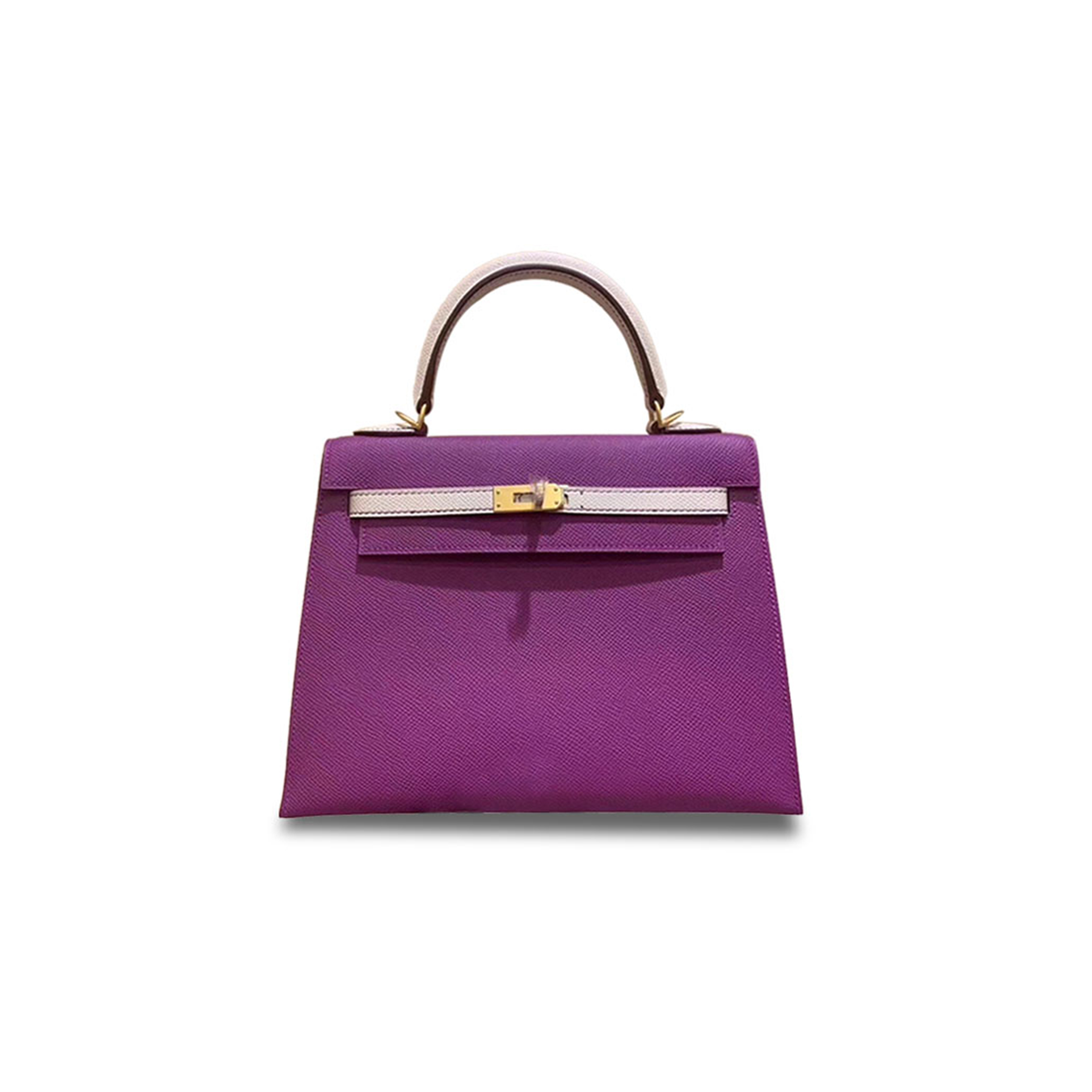 HERMÈS KELLY 25 EPSOM DUAL COLOR ANEMONE PURPLE MILKSHAKE WHITE (25*17*7cm) 